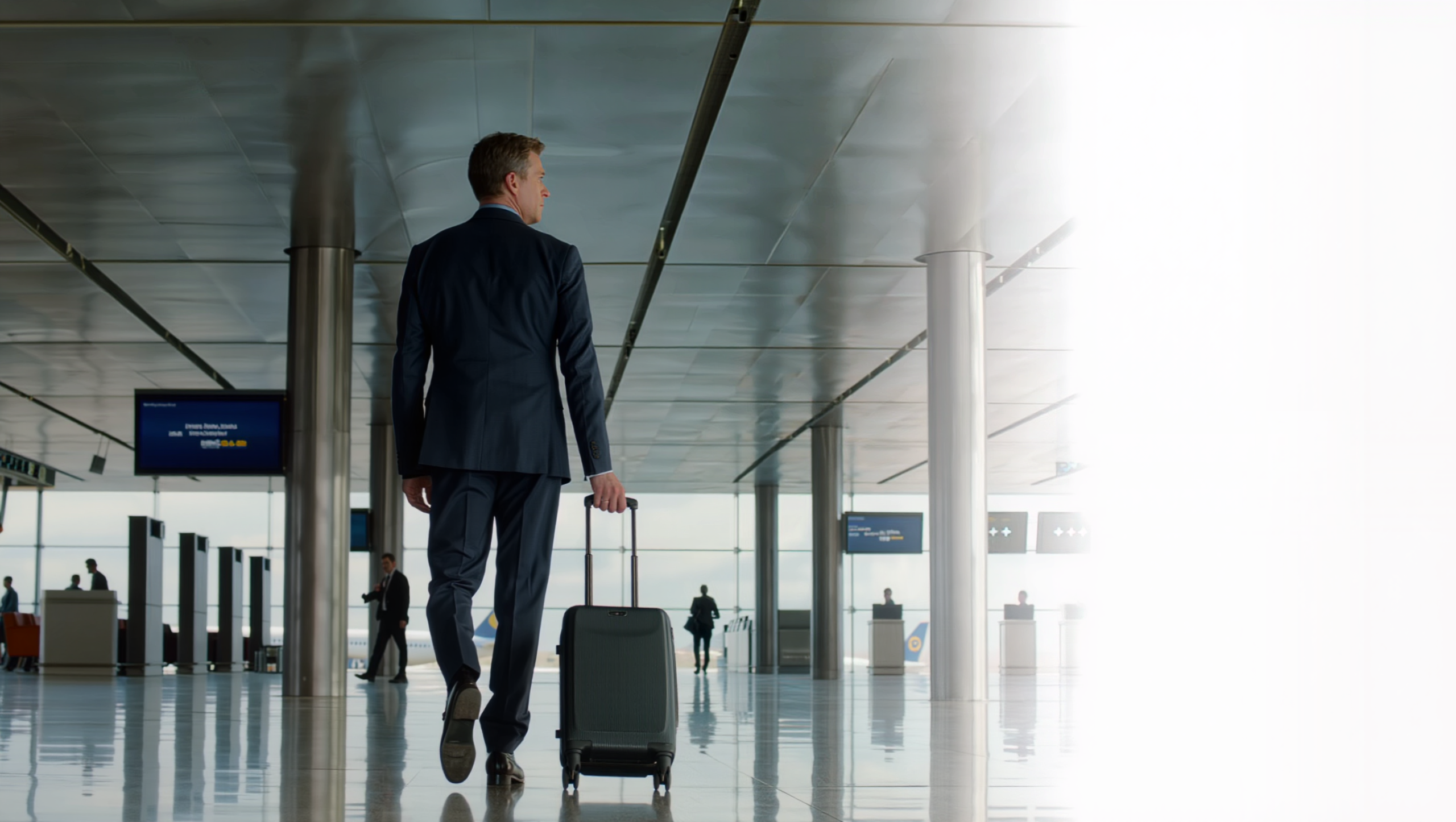 Business traveller in aeroporto